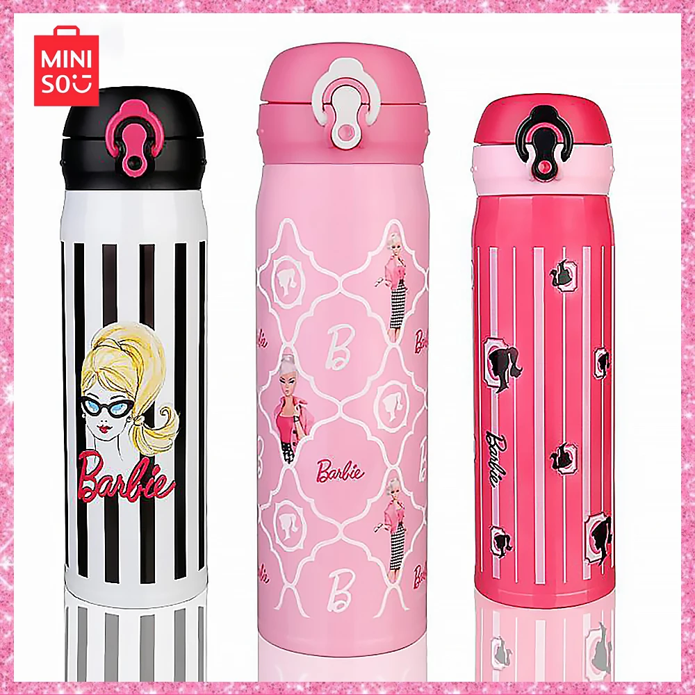 

Miniso Barbie New 304 Food Stainless Steel Direct Drinking Insulated Cup 480Ml Childrens Portable School Birthday Christmas Gift