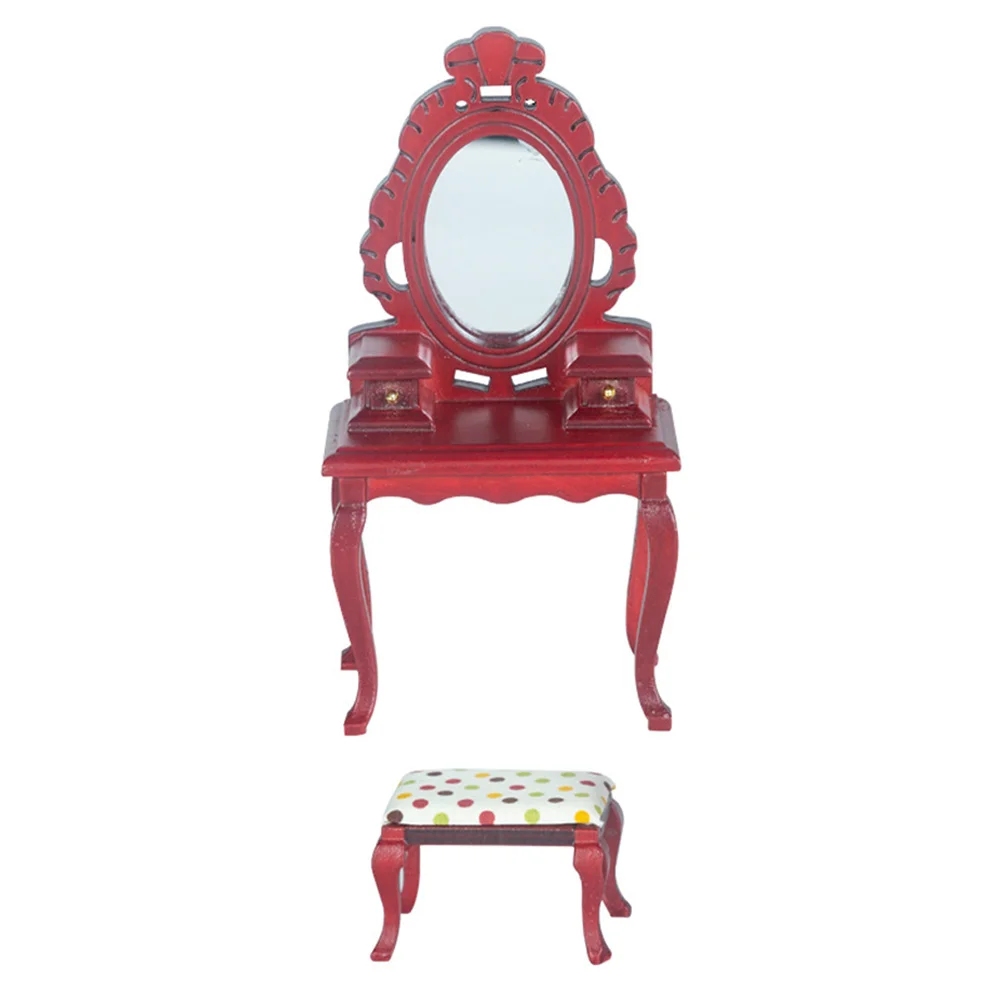 

1 Set Mini Dressing Table Model with Stool Doll House Layout Scene Decoration