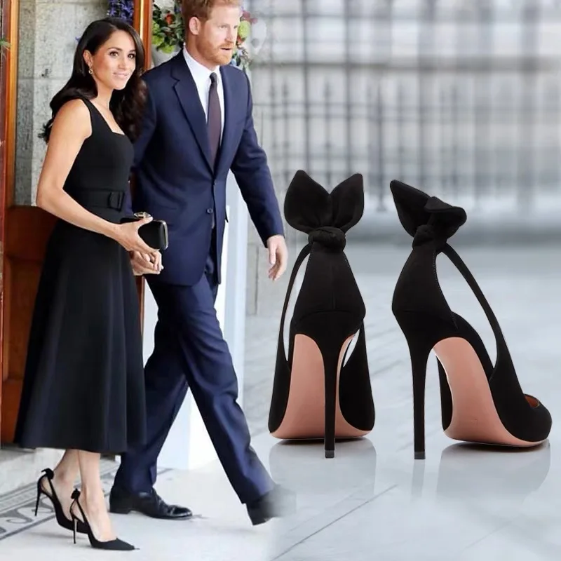 Black High Heels Women Pumps 10Cm Sexy Pointed Toe Shallow Stiletto Temperament Suede Office Dress Party Shoes Spring Autumn