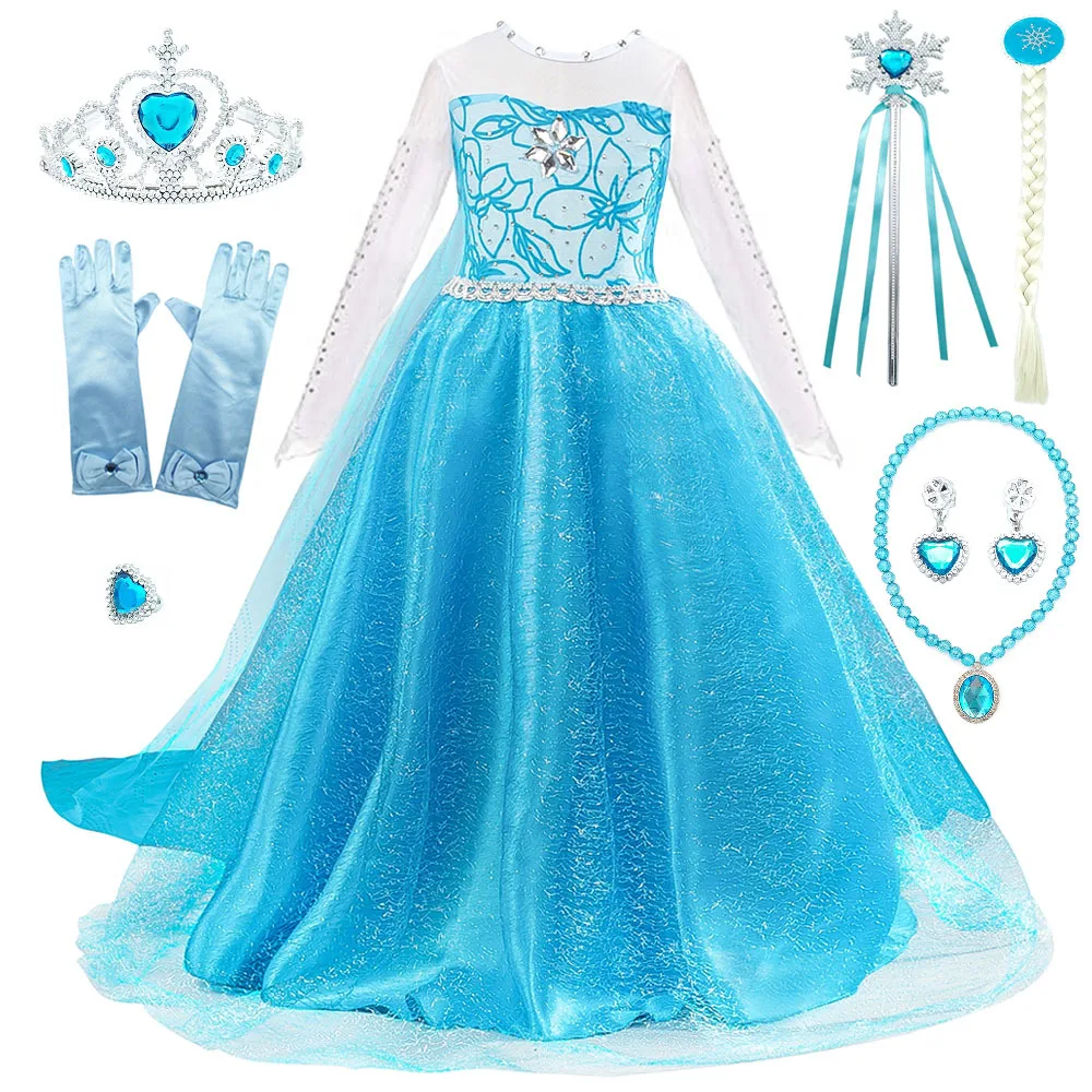 

Summer Girls Beadings Princess Dress Fancy Costume Girl Fall Queen Halloween Birthday Party Children Clothes With Long Cloak