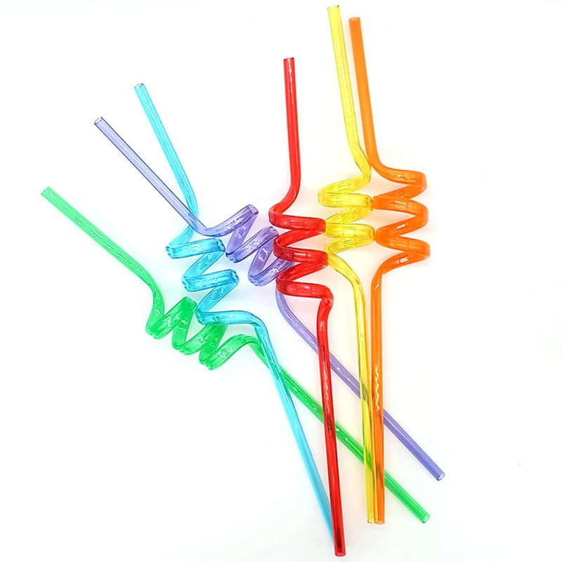 

10pcs Creative Spiral Art Straws Party Summer Birthday Straw Supplies for Cocktail Cola Coconut Kitchen Bar Artistic Accessories