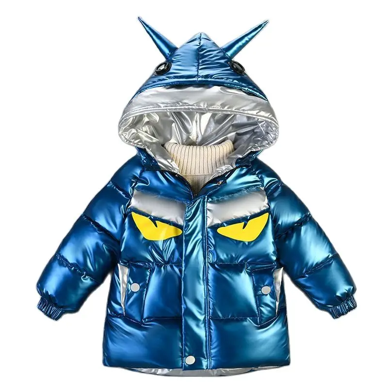 

Fashion Hoodies Shiny Down Coat for Kids Winter Snowsuit Clothes Girls Letter Cartoon Print Unisex Parka Jacket Boys 4-12 Years