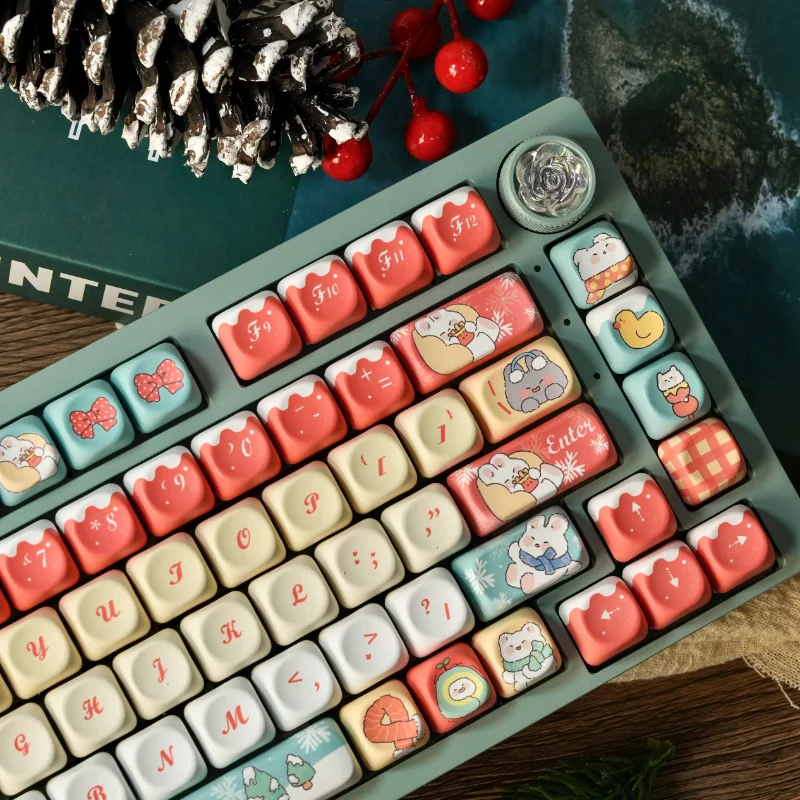 Милые рождественские колпачки MiFuny 128 клавиш для PBT Cherry/Moa Profile зимние ключей на
