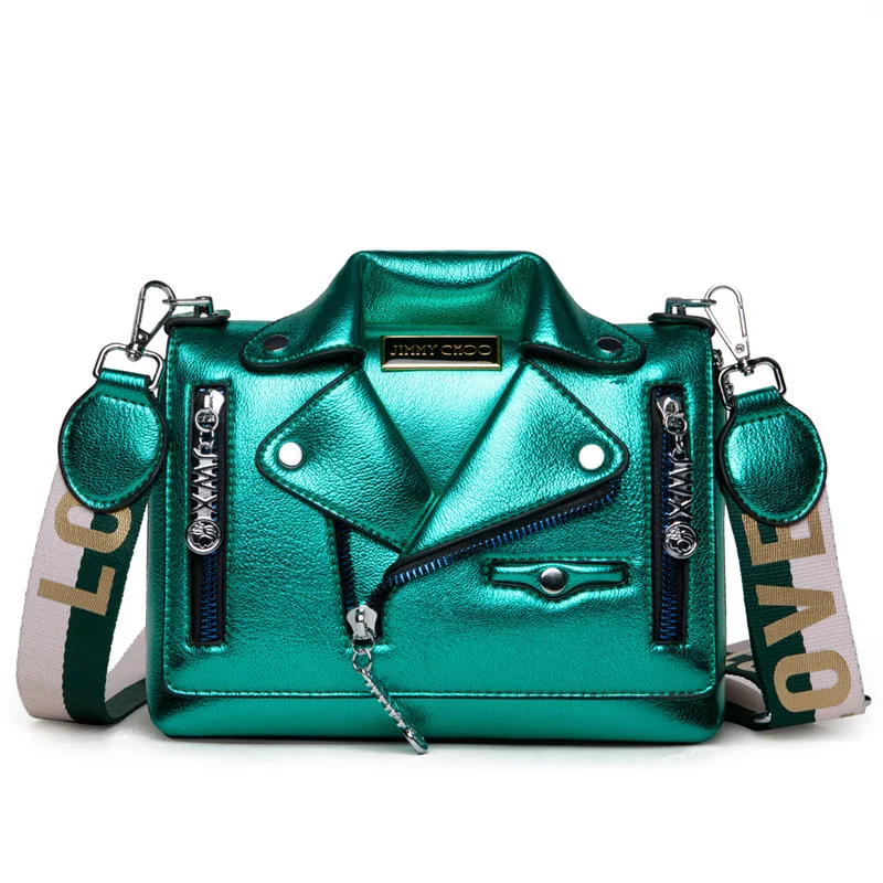 

Metal Wind Leather Women's Shoulder Bag Chain Rivet Jacket Small Square Fancy Bags Side Clothes Oblique Cross Bag Wholesale New