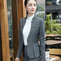 womens slim fit formal suits for women 2 two piece pants half sleeve sashes blazer set elegant grey pink plaid summer outfits