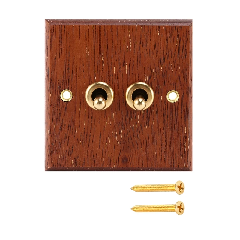 

86 Type Solid Wood Panel Switch Wall Light Retro Brass Toggle Switch Wood Grain Electrical Switch Socket