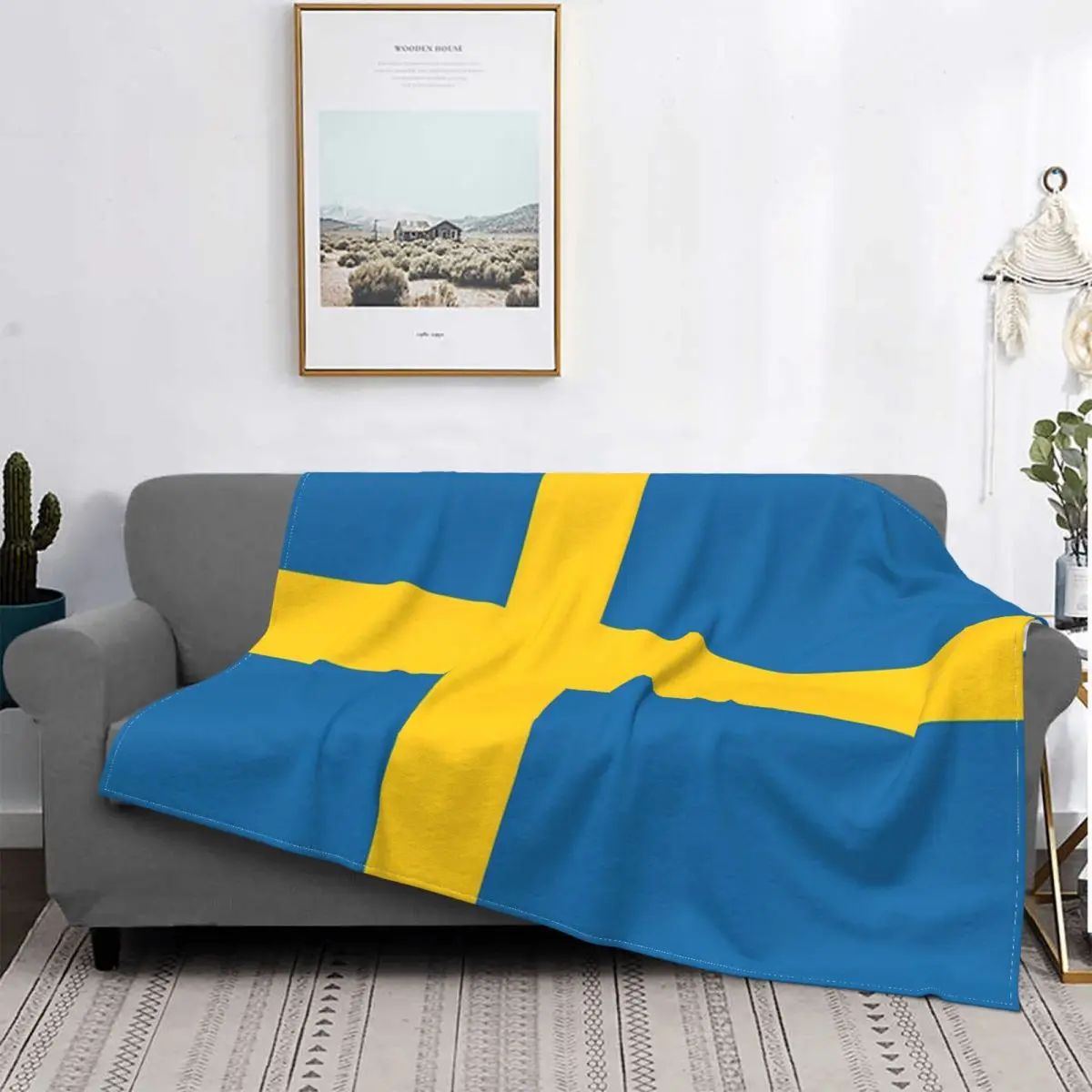 

Manta de bandera sueca, colcha para cama, sofá a cuadros, cubierta de playa, manta de verano, mantas receptoras