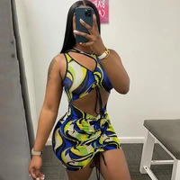 printed sleeveless hollow out bodycorn mini sexy summer style dress fashion blouses 2022 cheap vintage clothes for women female