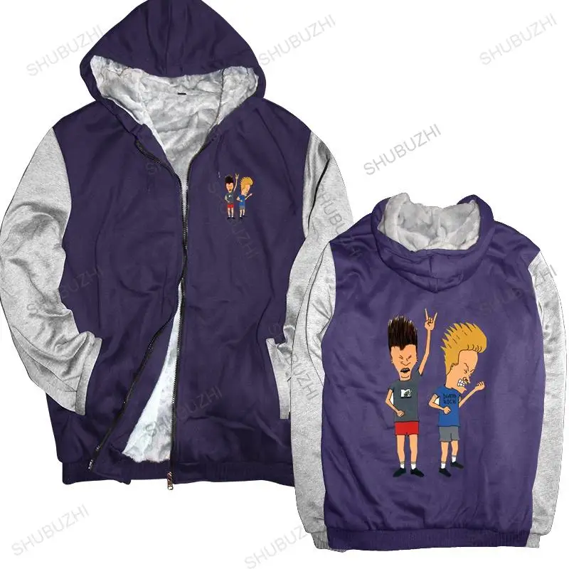 

men winter warm black hoody Beavis and ButtHead Hard Rock Party TV Show warm hoodies homme sweatshirt