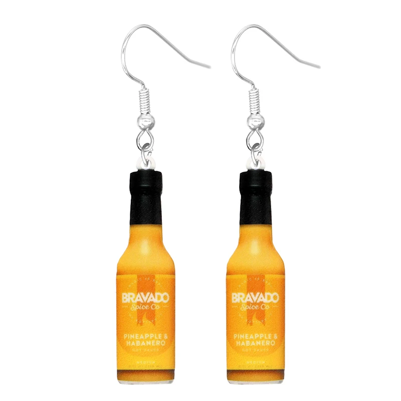 Милые серьги-подвески с изображением соуса чили кетчупа бутылки хип-хопа