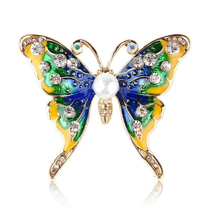 

TULX Enamel Butterfly Brooches for Women Shiny Rhinestone Brooch Pin Fashion Bijouterie Wedding Party Jewelry Coat Accessories