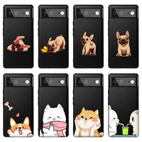 cute cartoon dog phone case for google pixel 6 pro 5 5a 4 4a 3 3a xl 5g soft black silicone for pixel 6pro 4xl 3xl cover funda