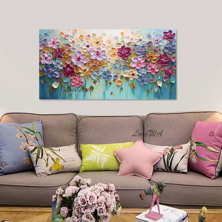 Красивые цветы 3D картина красочная акриловая текстура дизайн холст настенное