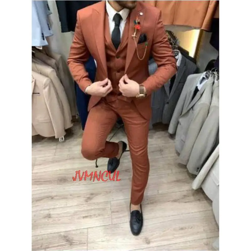 

2022 Formal Men Suit Slim Fit Mens Suits Bespoke Groom Tuxedo Blazer for Wedding Prom Jacket Pants Vest 3Pcs