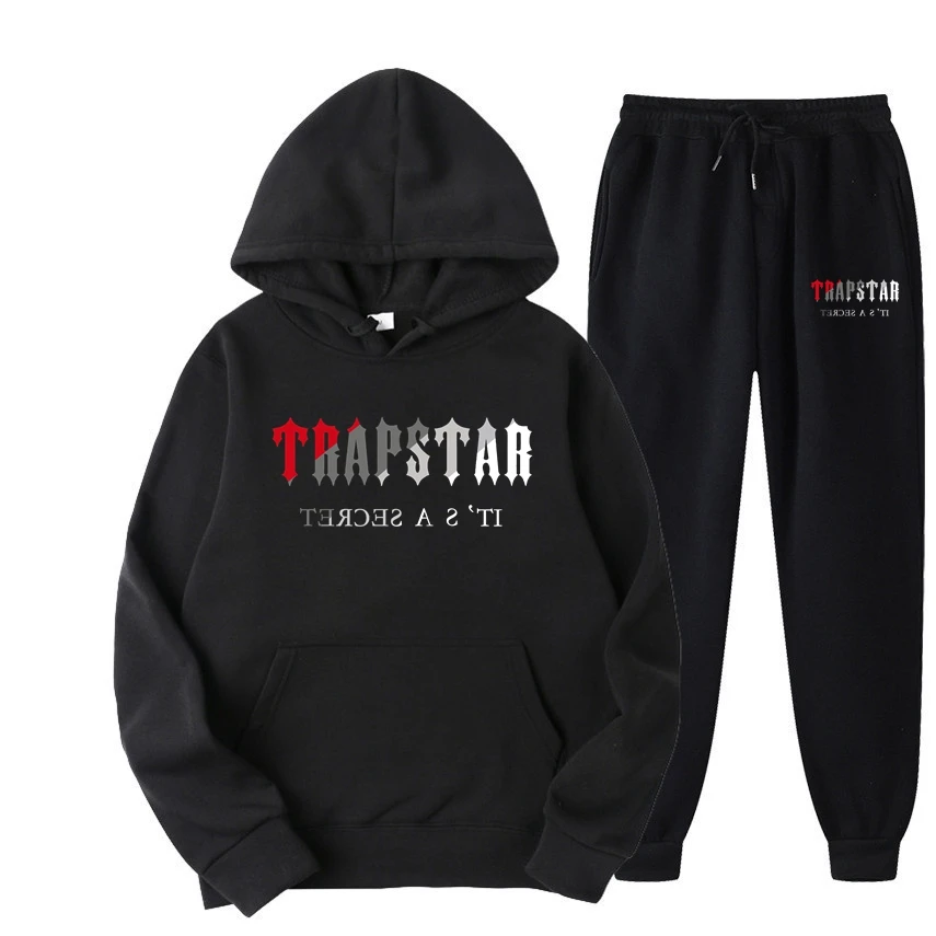 

Trapstar Sweatshirt Brand Print Men's 15 Kinds of Warm Two-piece Loose Hood+jogging Pants SetYK1