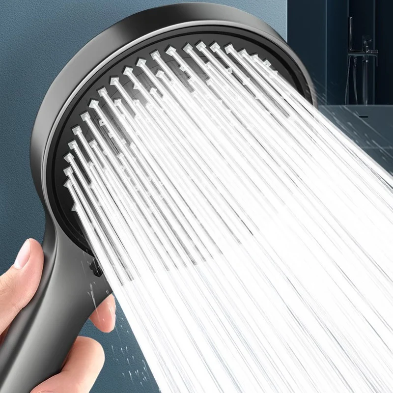 Большая панельная душевая лейка 125 см серебристо-черная 3 режима портативная для