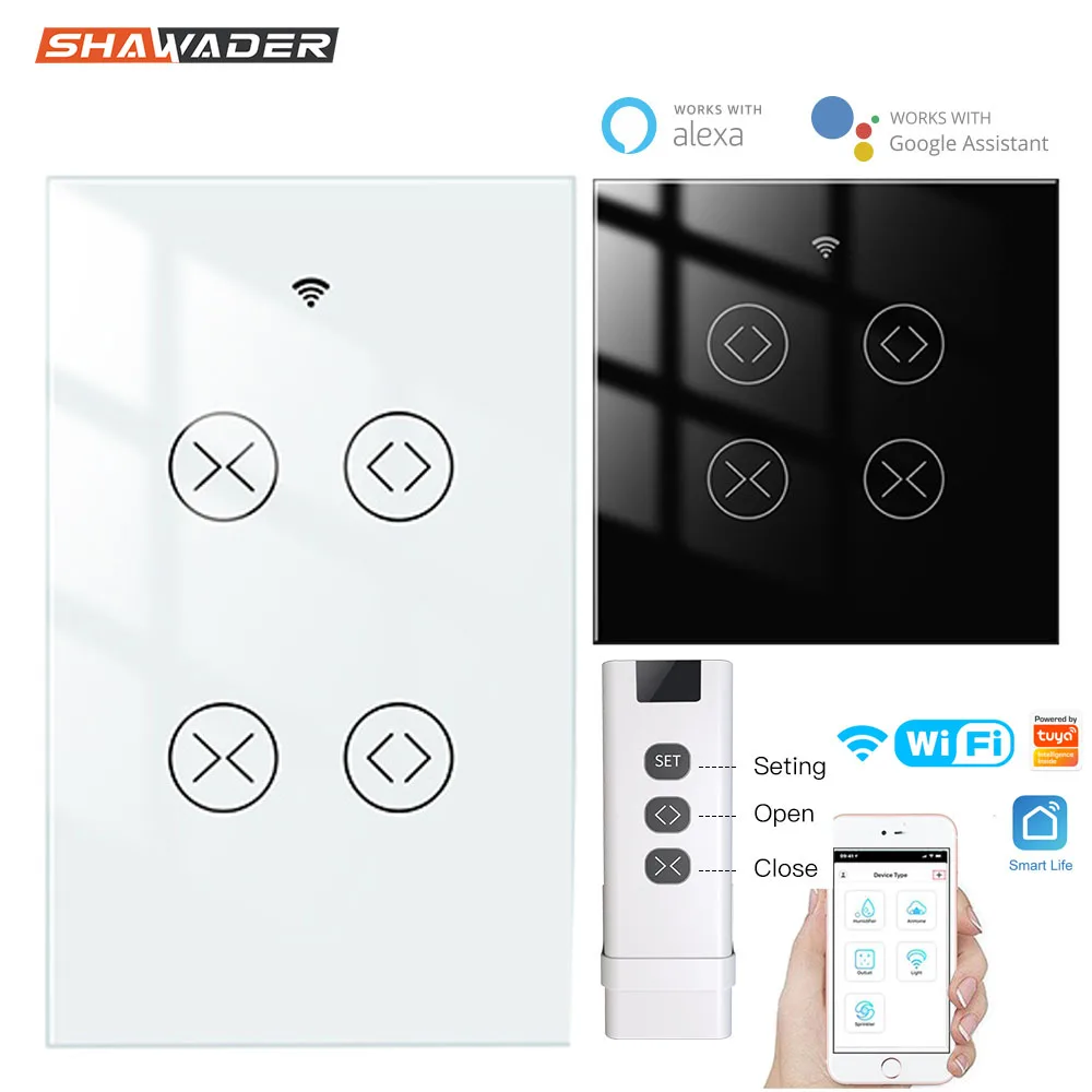 Wi-Fi Tuya умный Двухкнопочный занавес с роликовым затвором переключатель для слепых