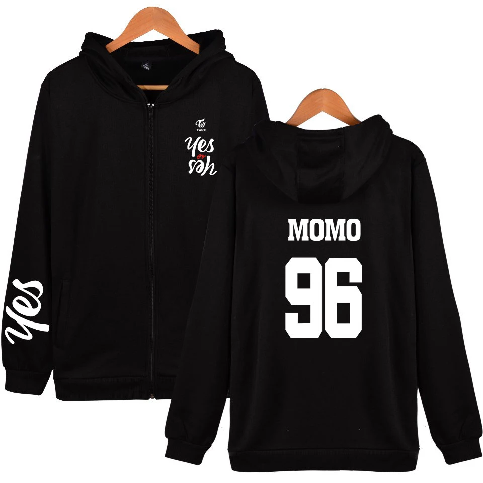 

New kpop TWICE YES OR YES print hip hop zipper men women hoodies jacket casual zip up long sleeve hooded sweatshirts tops