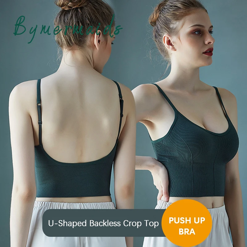 

Bymermaids Seamless Push Up Bra Sexy U-Shaped Backless Sports Bra Without Bones Bralette Women's Tube Top Invisible Crop Top