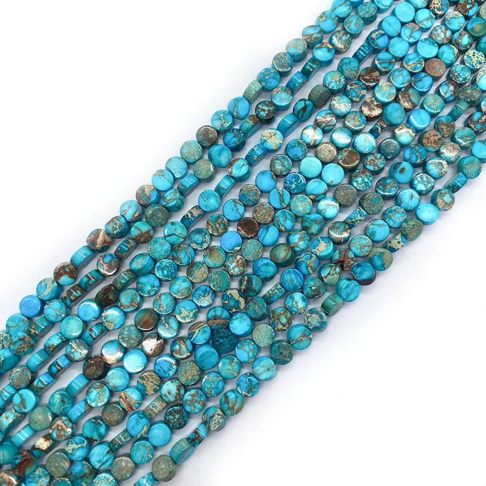 

Natural Emperor Stone Loose Beads Fashion Jewelry DIY Earring Bracelets Necklace Round Button Snakeskin Sea Sediment Bead Charms