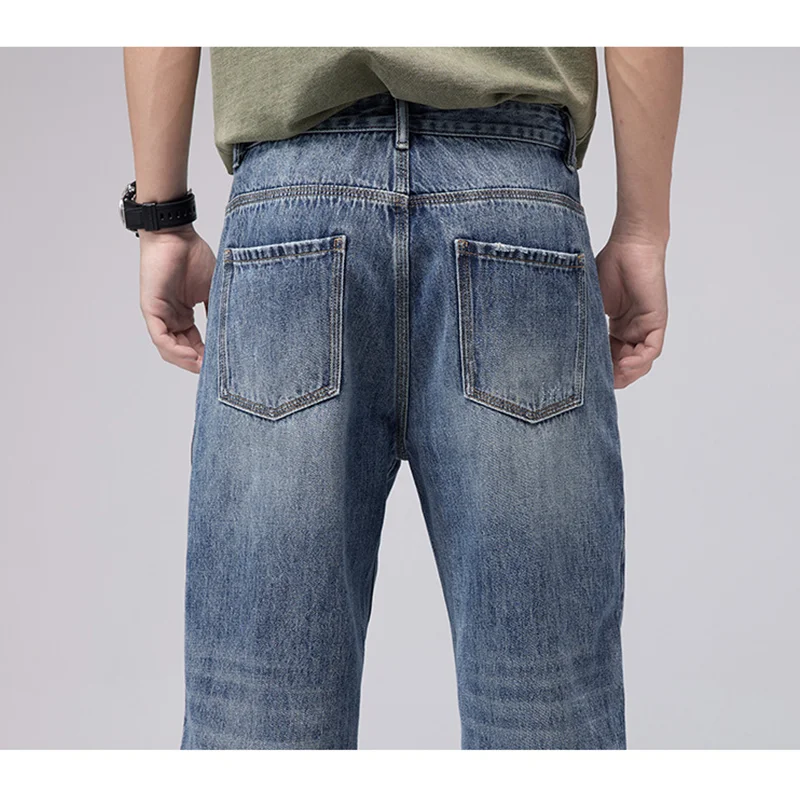 Streetwear Men Autumn and Winter Straight Loose Cylinder Jeans Vintage Versatile Comfortable Blue Harun Trousers Female 2022 New