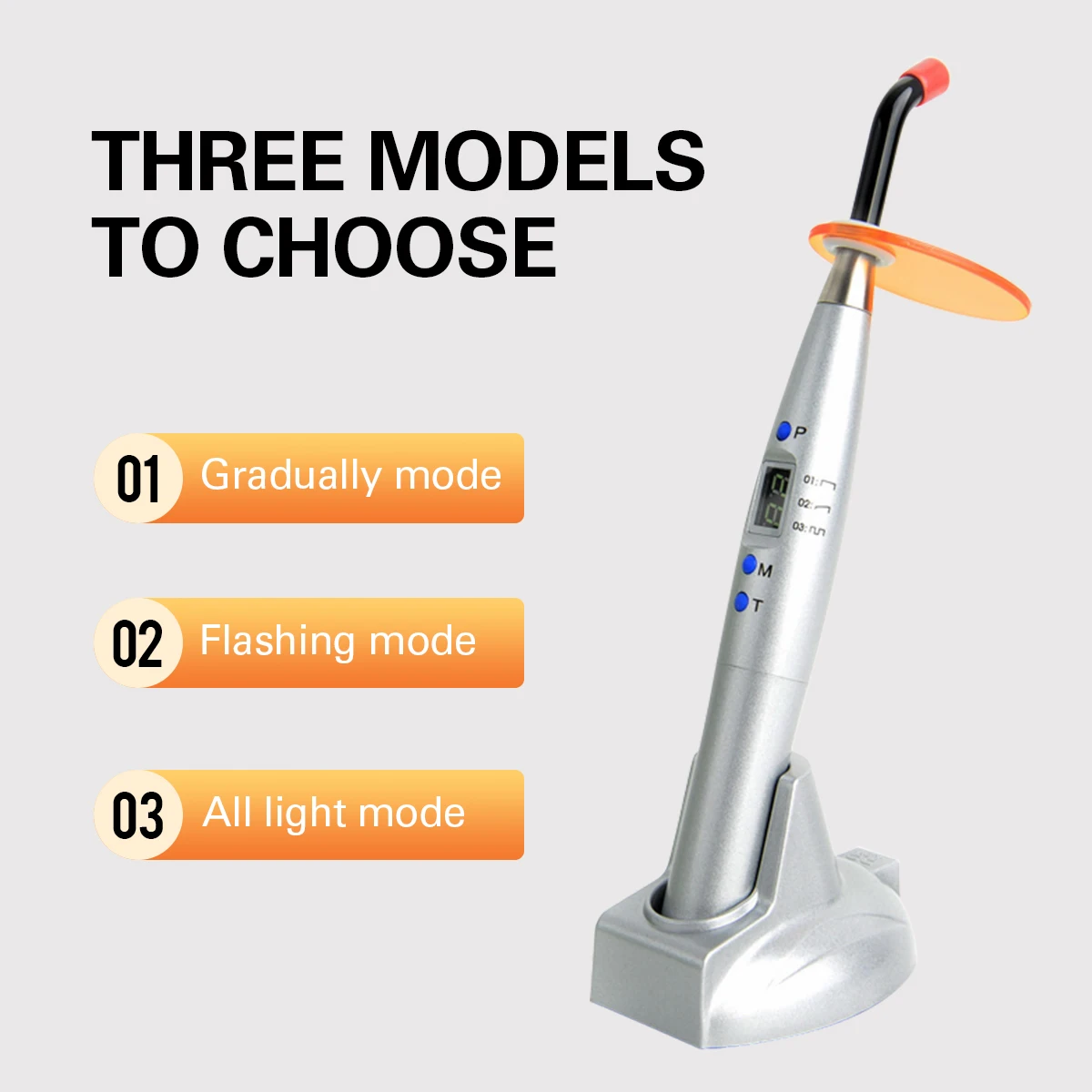 LED Dental Photopolymerizer Cordless Curing Lamp 5W≥1200mw/c㎡ Blue-ray Light Dentistry Filling Tooth Material Solidify Tools