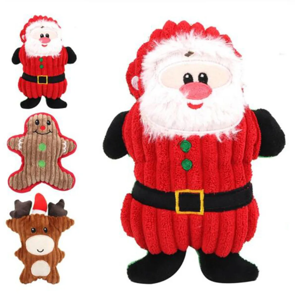 

Christmas Fun Plush Dog Toys Squeak Pet Animal Plush Toy Dog Chew Squeaky Whistling Involved Bite-Resistant Pet Dog Accessories