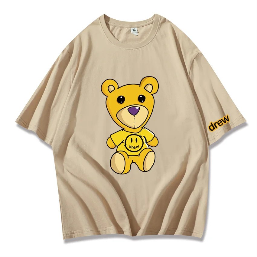 

Summer Cotton T Shirts Men Drew House Justin Bieber New Tops Clothing Casual Tshirt Man Streetwear Cool Tee Shirts