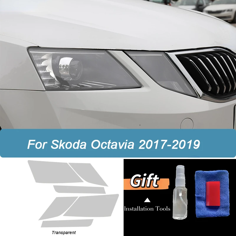 

Защитная пленка для автомобильной фары, дымчатый черный оттенок, виниловая прозрачная наклейка из ТПУ для Skoda Octavia 3 Facelift 2017 2018 2019