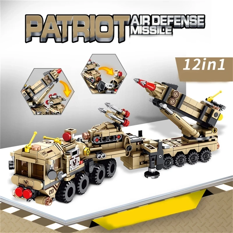 

12 in 1 549 PCS Airodefense Missile Building Blocks Military Army Children Toy Truck Kids Bricks Mini model Educational Toy gift