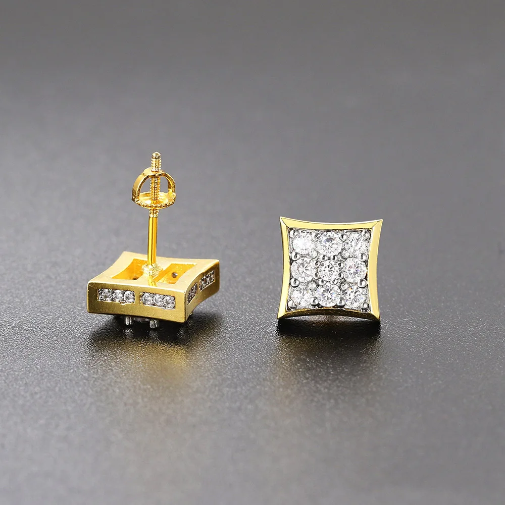 Модные блестящие квадратные серьги-гвоздики Iced Out для мужчин серьги в стиле