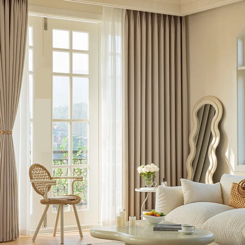 

Chenille Jacquard Curtain 90% Blackout Bedroom Luxury Long Drapes for Bedroom Darkening Curtain Thermal Insulated