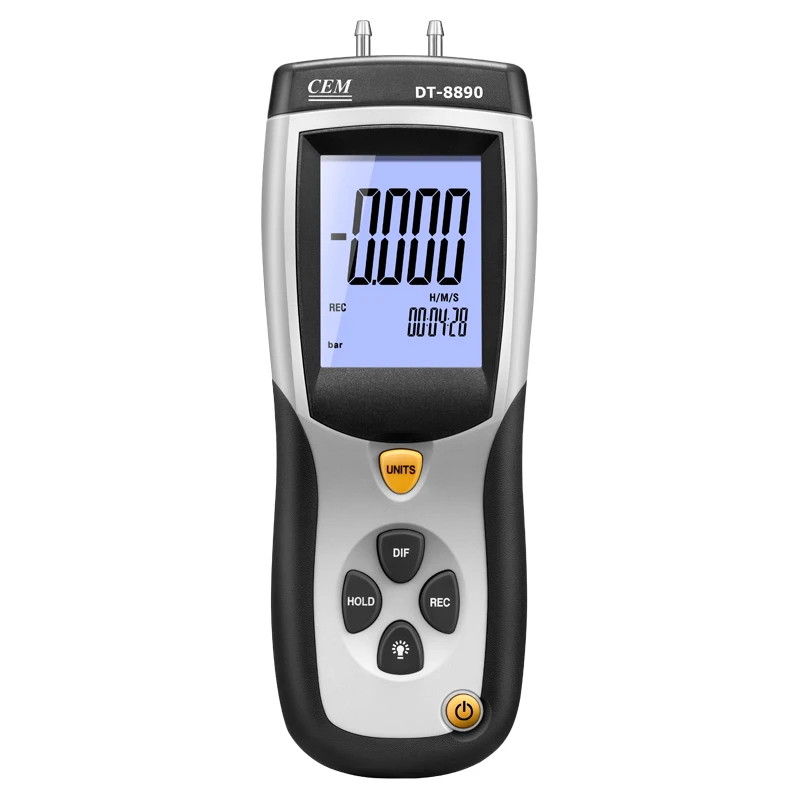 

CEM DT-8890 Professional Handhold Gas Digital Manometerl Low Differential Air Pressure Gauges With 11 Units And Usb To A PC