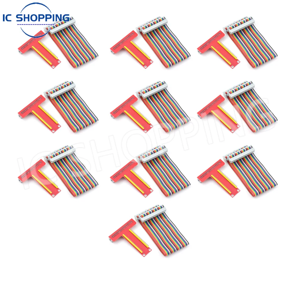 

10PCS Raspberry Pi T-Type GPIO Expansion Board Raspberry Pi 4B/3B+ Accessories Expansion Board + 40P Cable