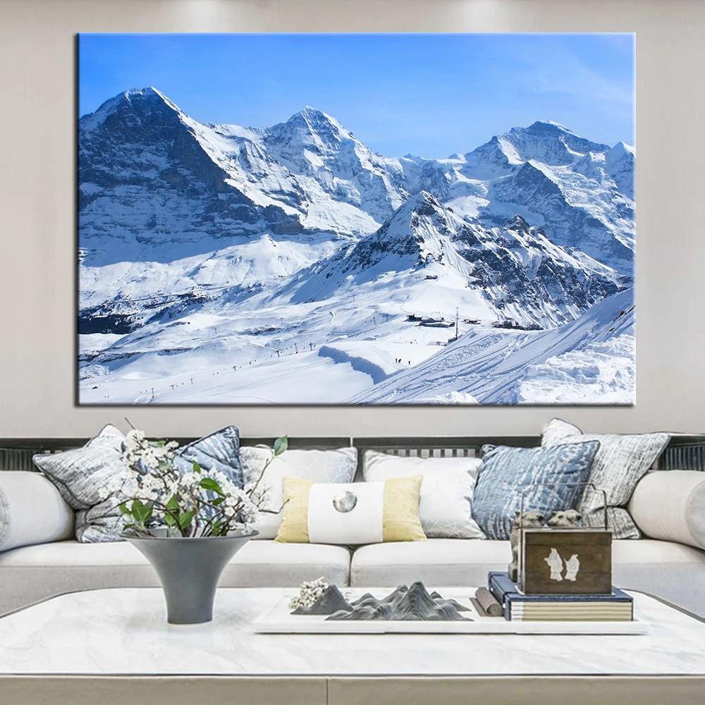 Everest зимняя Снежная гора Снежный пейзаж Картина на холсте настенная живопись