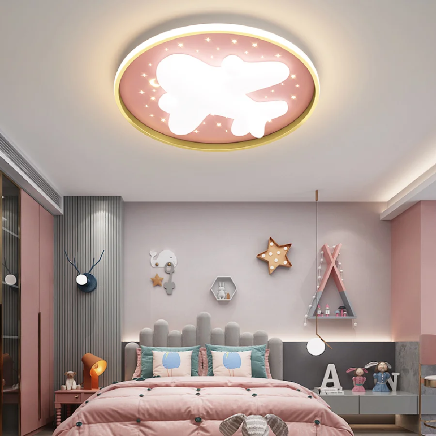 

Креативная потолочная лампа в виде мультяшного самолета для детской комнаты, современный светильник для мальчика, детской спальни, Домашни...