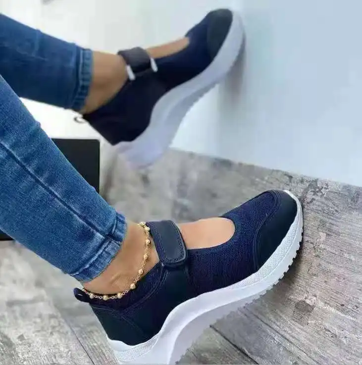 

Women Shoes 2021 autumn Mesh Breathable Platform Casual Sport Shoes Women Velcro Wedge Shoes Women Plus Size Sneakers