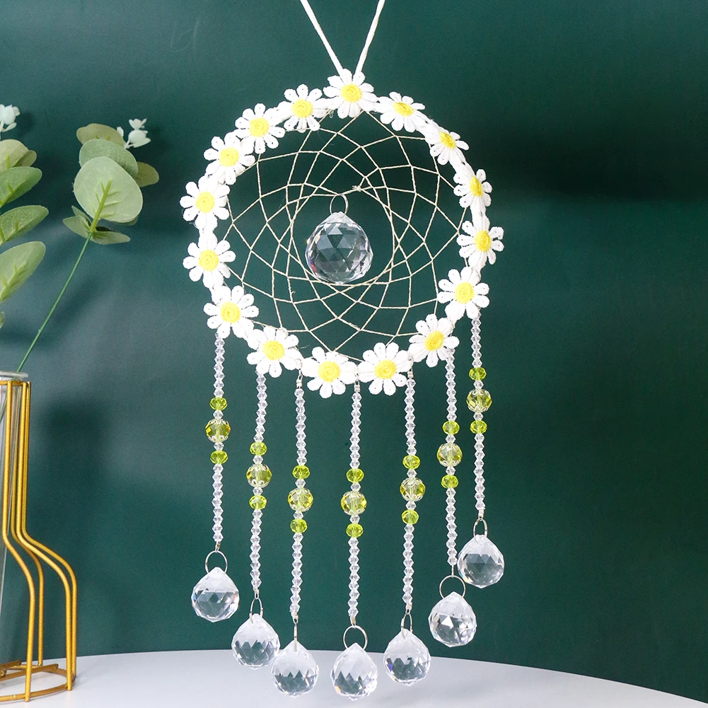 

Crystal Lighting Ball Outdoor Pendant Color Crystal Beads Hand-woven Small Daisy Lace Garden Decoration Accessories