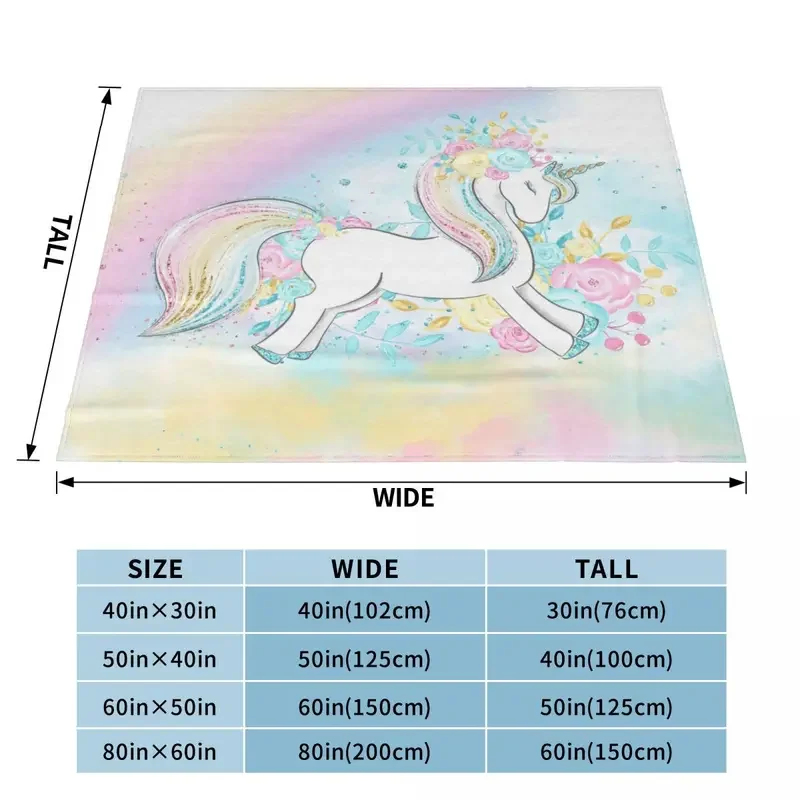 Розовое художественное одеяло с единорогом красочное флисовое украшение