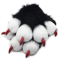 furry paws gloves costume lion props kids adult stage show and large event costumes black fur red paws