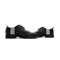 tb thom shoes 4 bar stripe black pebble calfskin long wing brogues business casual sneakers handmade genuine leather tb shoes