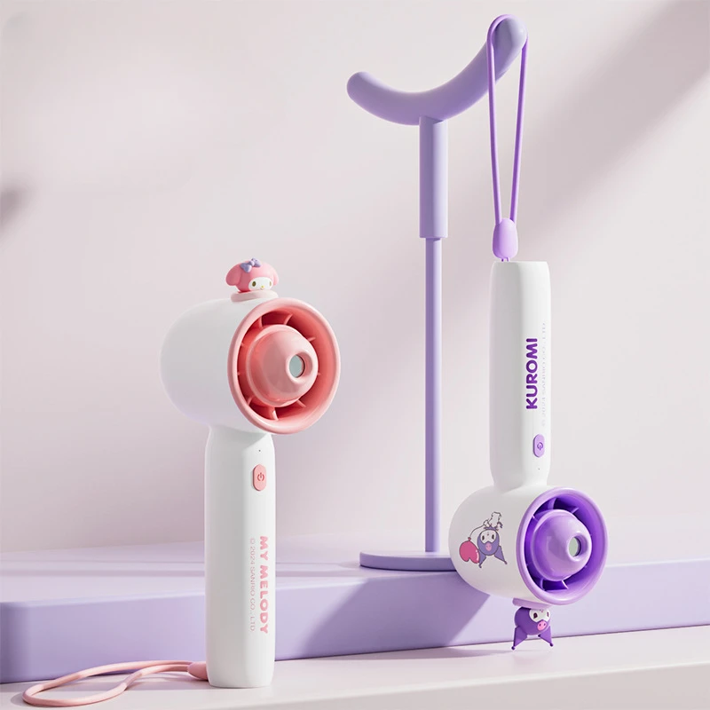 Sanrio Аниме Новый ручной вентилятор с распылителем Cinnamoroll Kuromi портативный