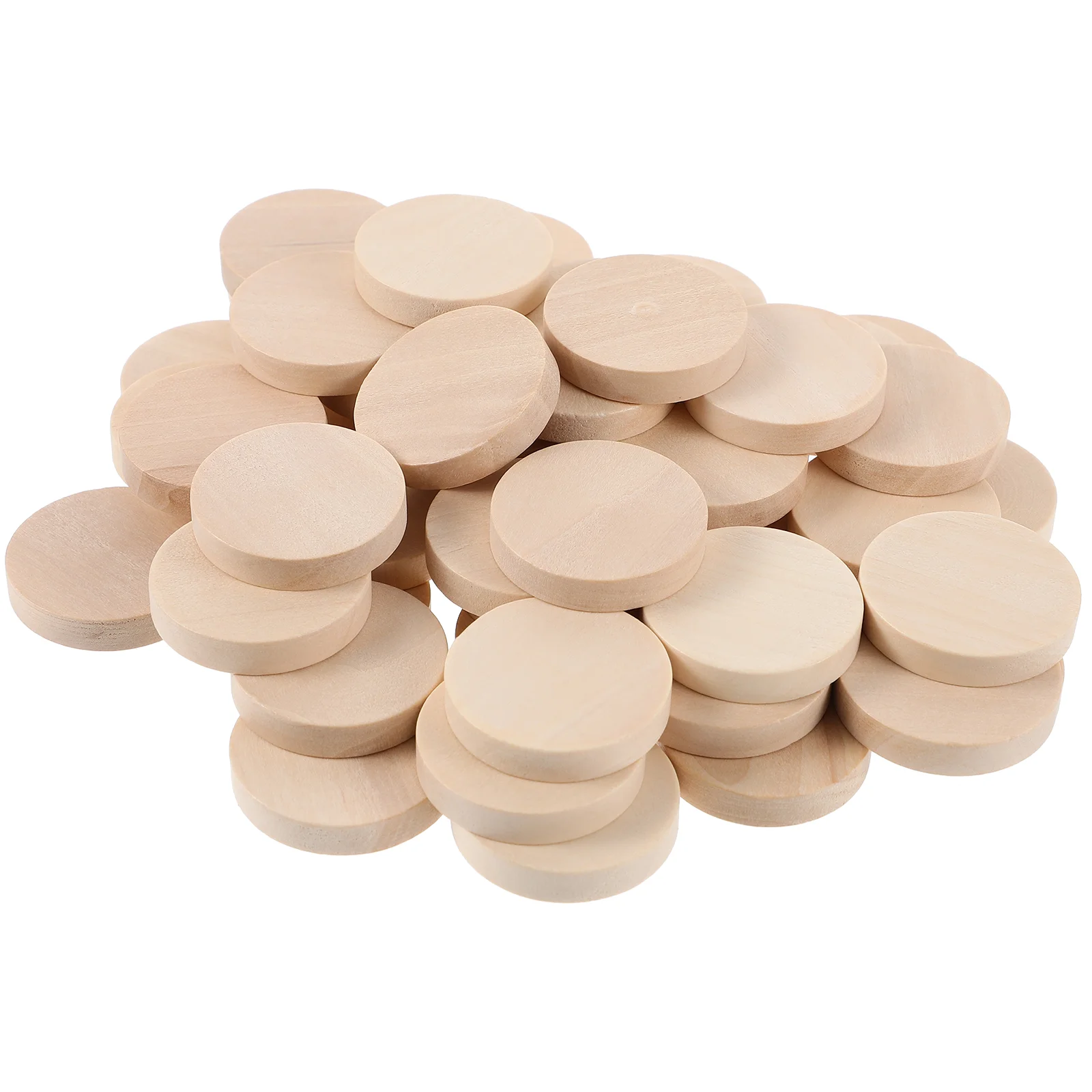 

50 Pcs Wooden Wheel Natural Slices Circle Crafts Labels Log Rounds Unfinished Thicken Coins Circles