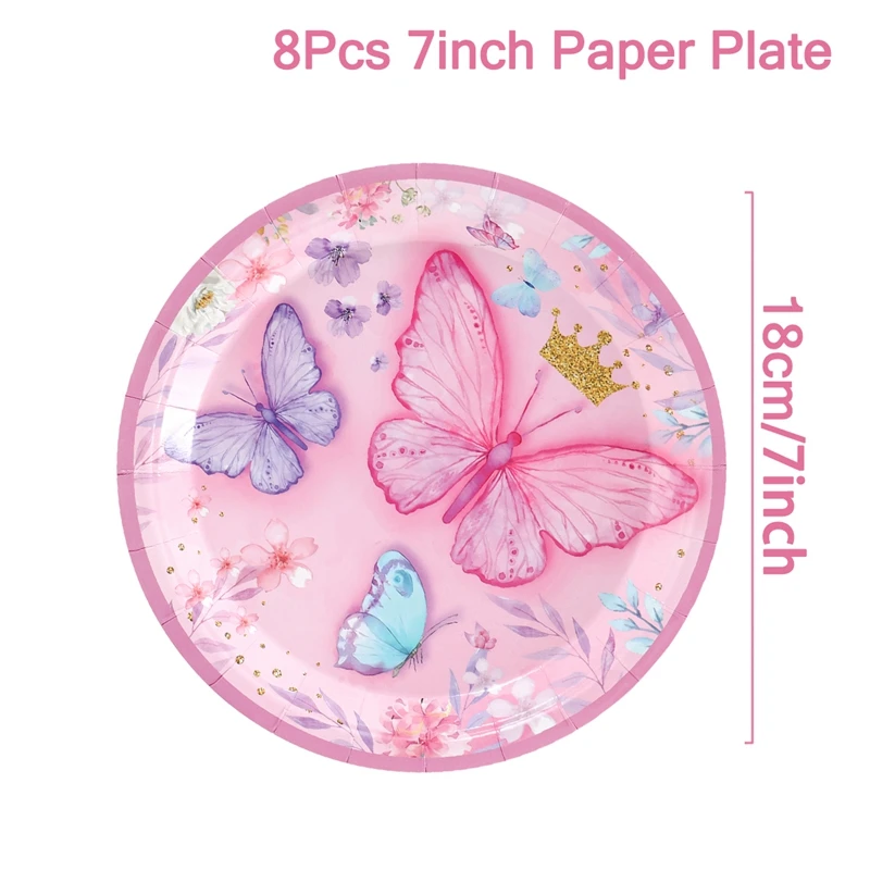 

Бумажная посуда для детского праздника с бабочками