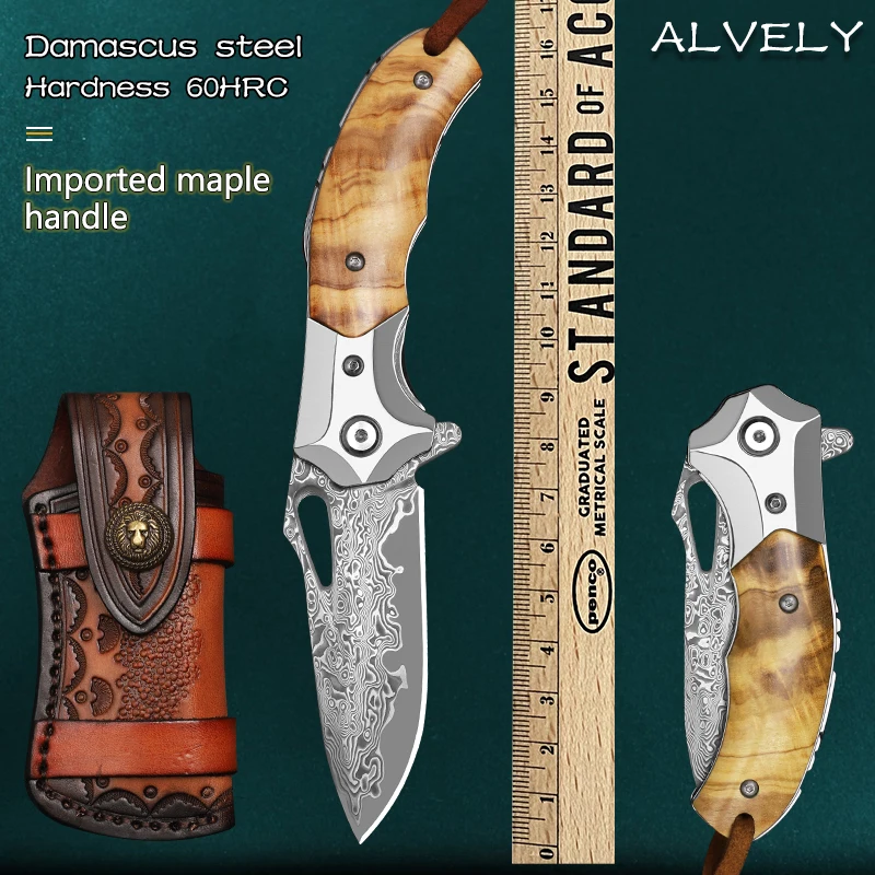 VG10 Damascus Steel Blade Folding Pocket Knife Tactical Knife EDC Outdoor Camping Hunting Practical Hand Tools Collection Gift