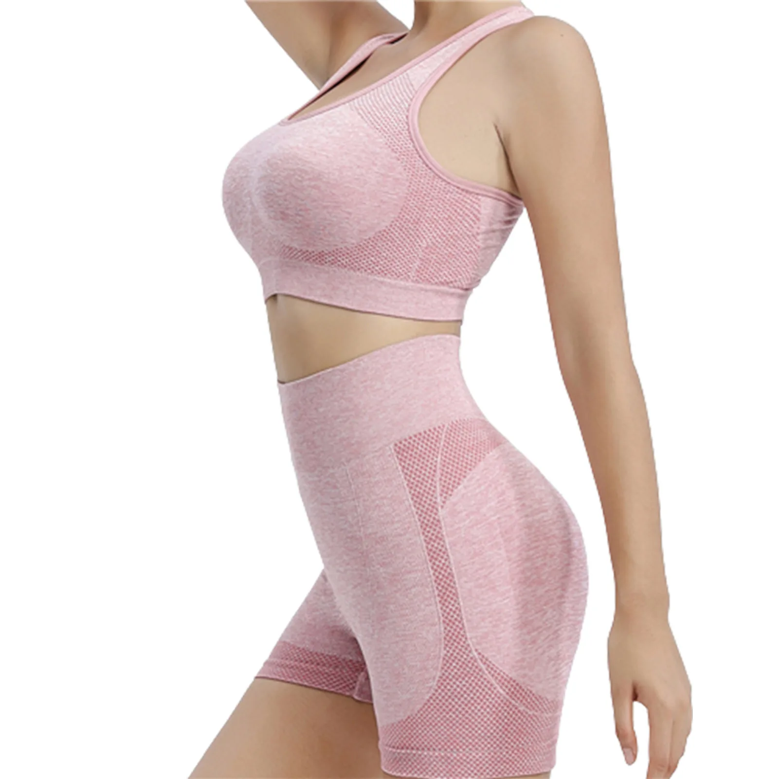 

Женские шорты с завышенной талией, комплект из двух предметов, одежда для бега в тренажерном зале HB88