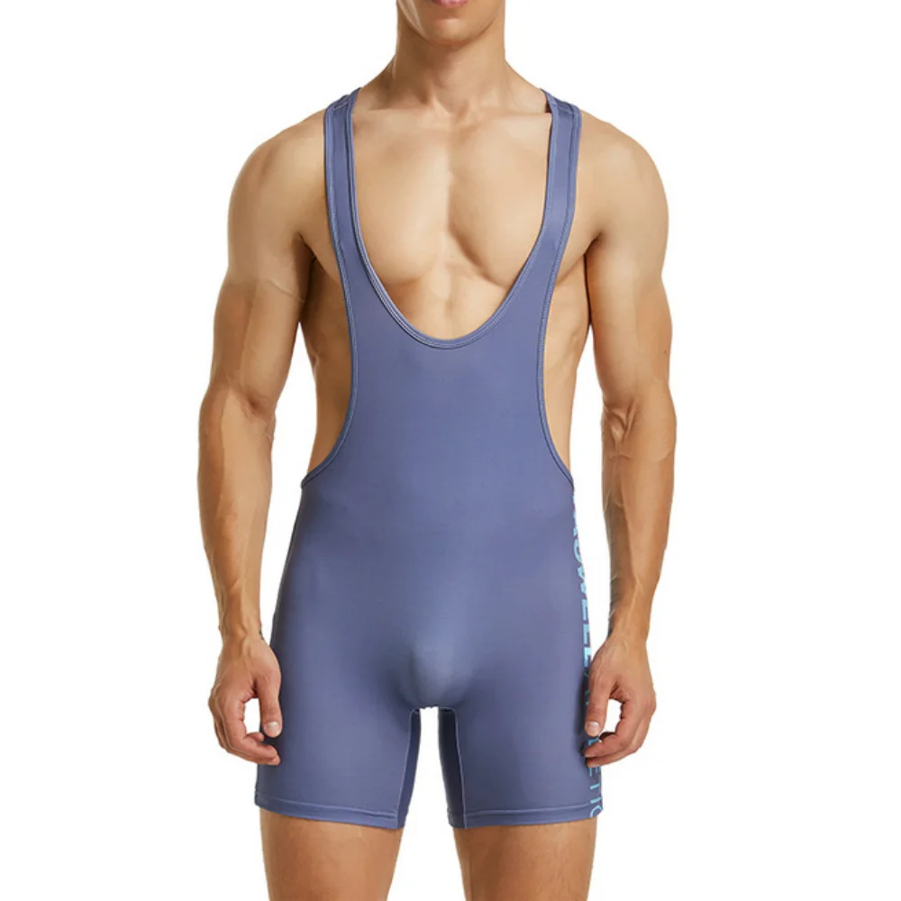 Mens Undershirts Leotard Wrestling Singlet Fitness Sports Workout Gym Bodysuits Underwear Seamless Jumpsuits One-piece Bodywear