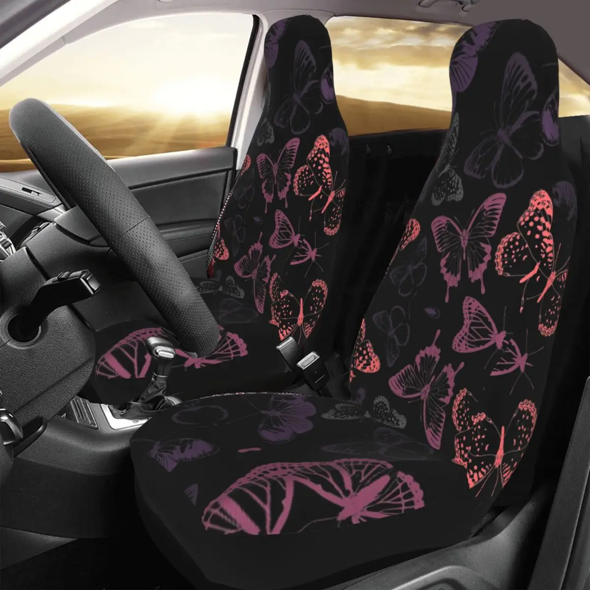 

Seamless Butterflies Universal Car Seat Cover Four Seasons Travel Animal Car Seat Mat Polyester Seat Protector