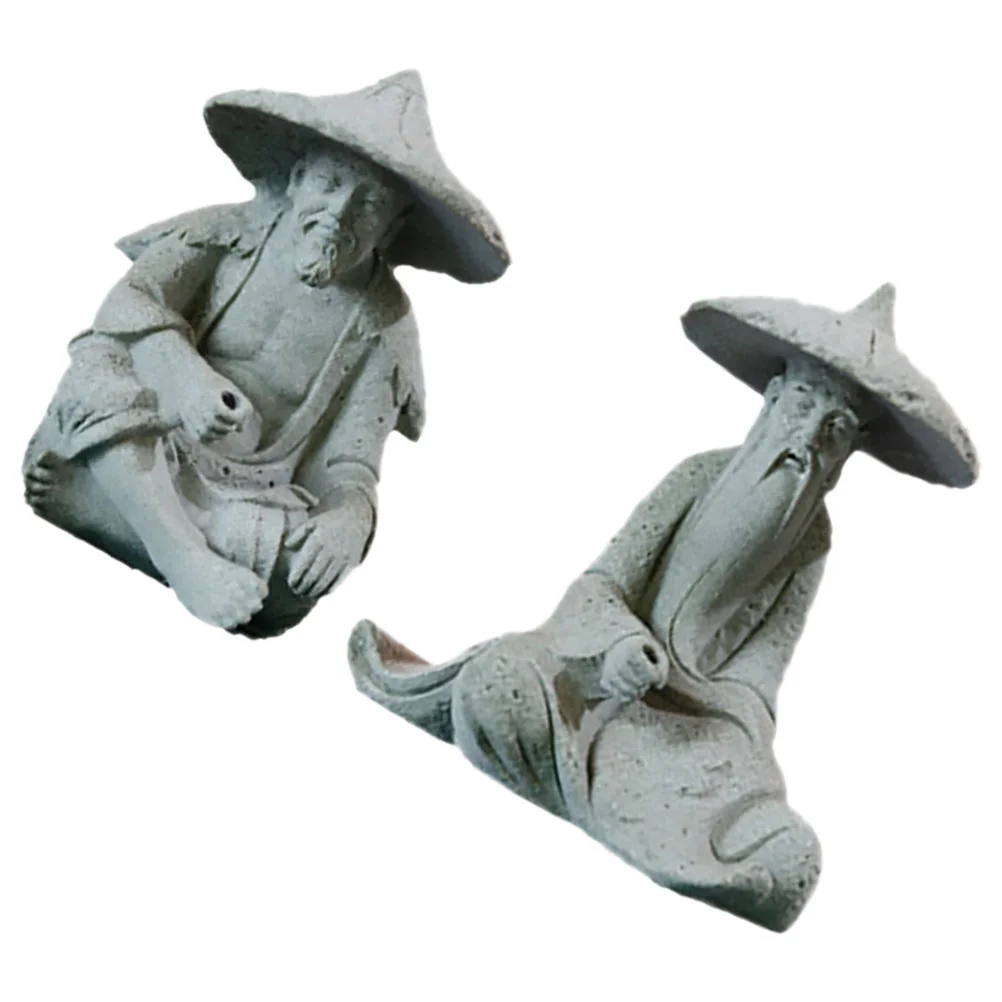 

Micro Landscape Fisherman Decor Aquarium Statue Rockery Ornament Resin Ornaments Adornments Flower Pot