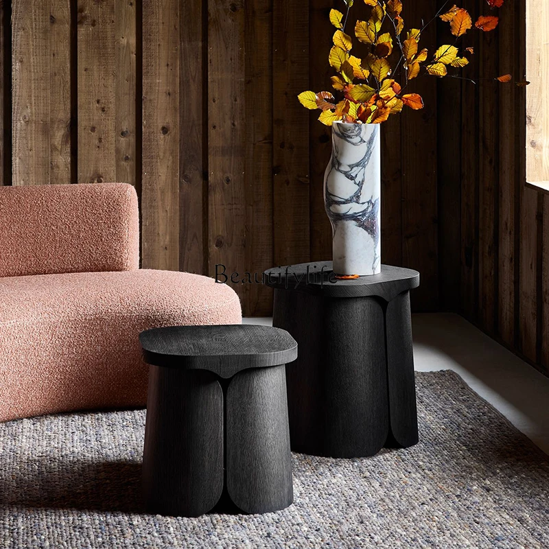 Minimalist art side few wabi wind black living room sofa small table
